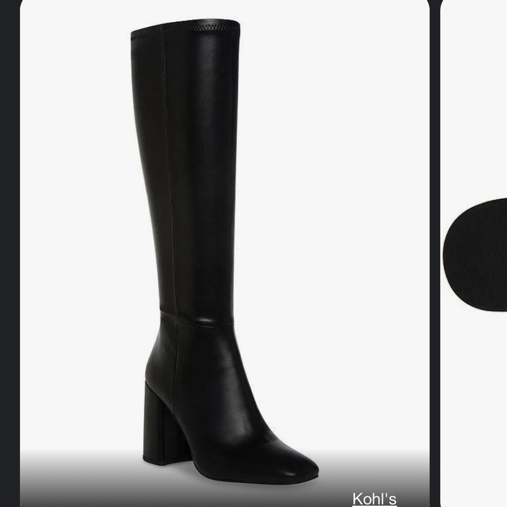 Madden Girl Knee High Heeled Black Leather Boots Size 6.5 - 7